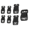 The Condor Buckle Repair Kit features six black plastic side-release buckles in assorted sizes, perfect for EDC or military gear, displayed on a white background.